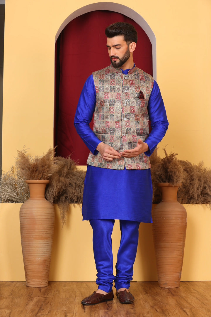 Royal Blue Nehru Jacket & Kurta: Classic Elegance for Men