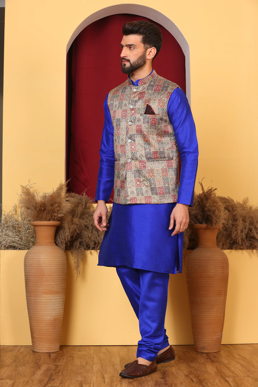 Royal Blue Nehru Jacket & Kurta: Classic Elegance for Men