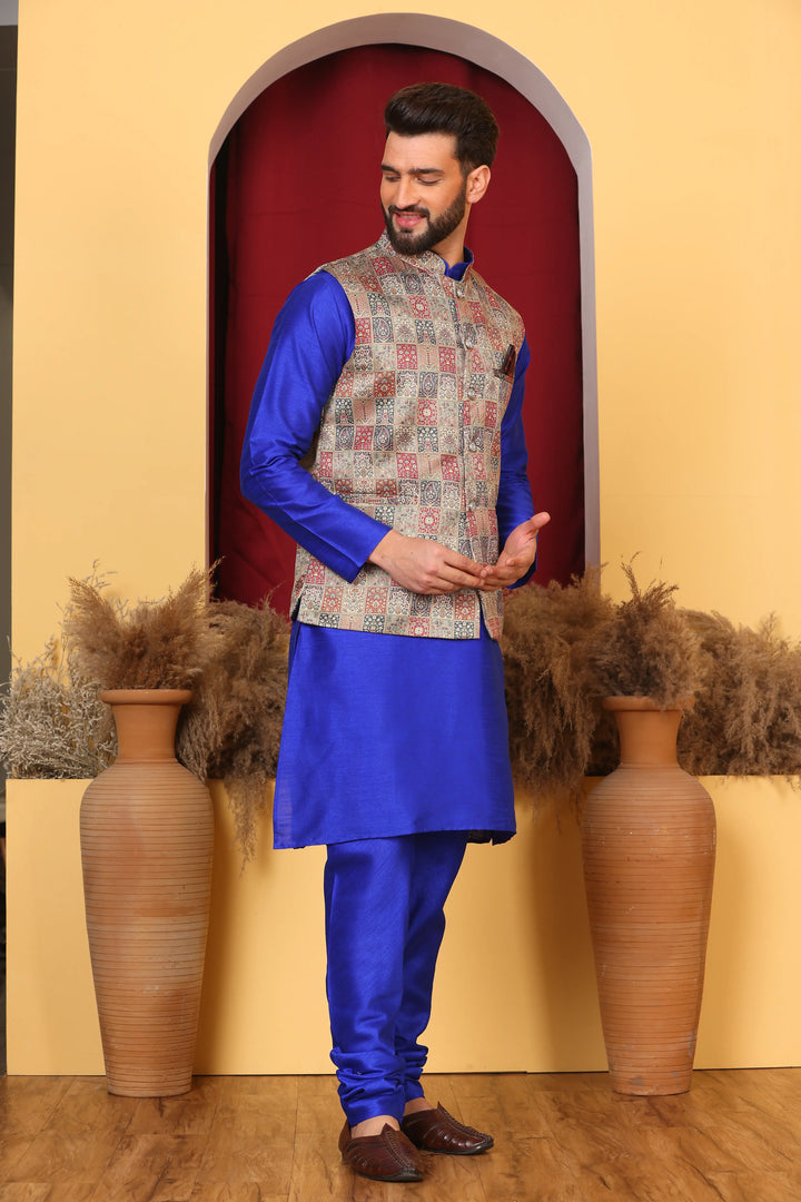 Royal Blue Nehru Jacket & Kurta: Classic Elegance for Men