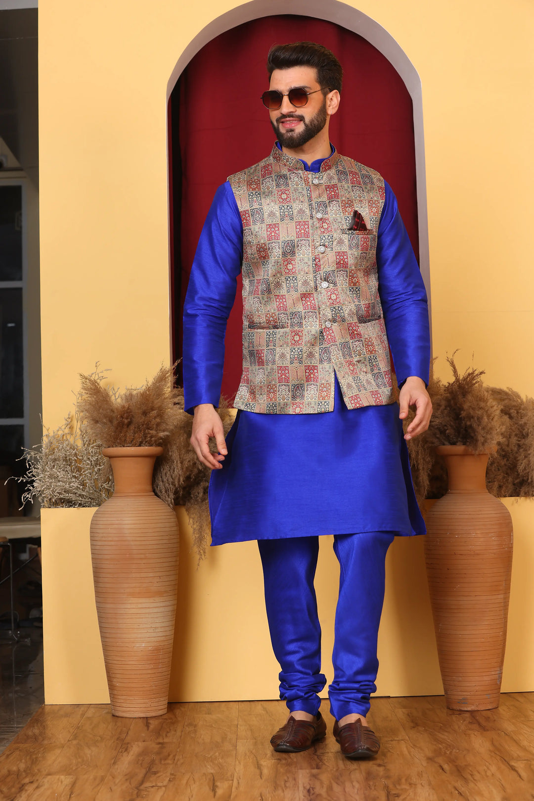 Royal Blue Nehru Jacket & Kurta: Classic Elegance for Men