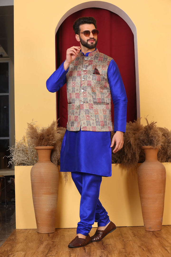 Royal Blue Nehru Jacket & Kurta: Classic Elegance for Men