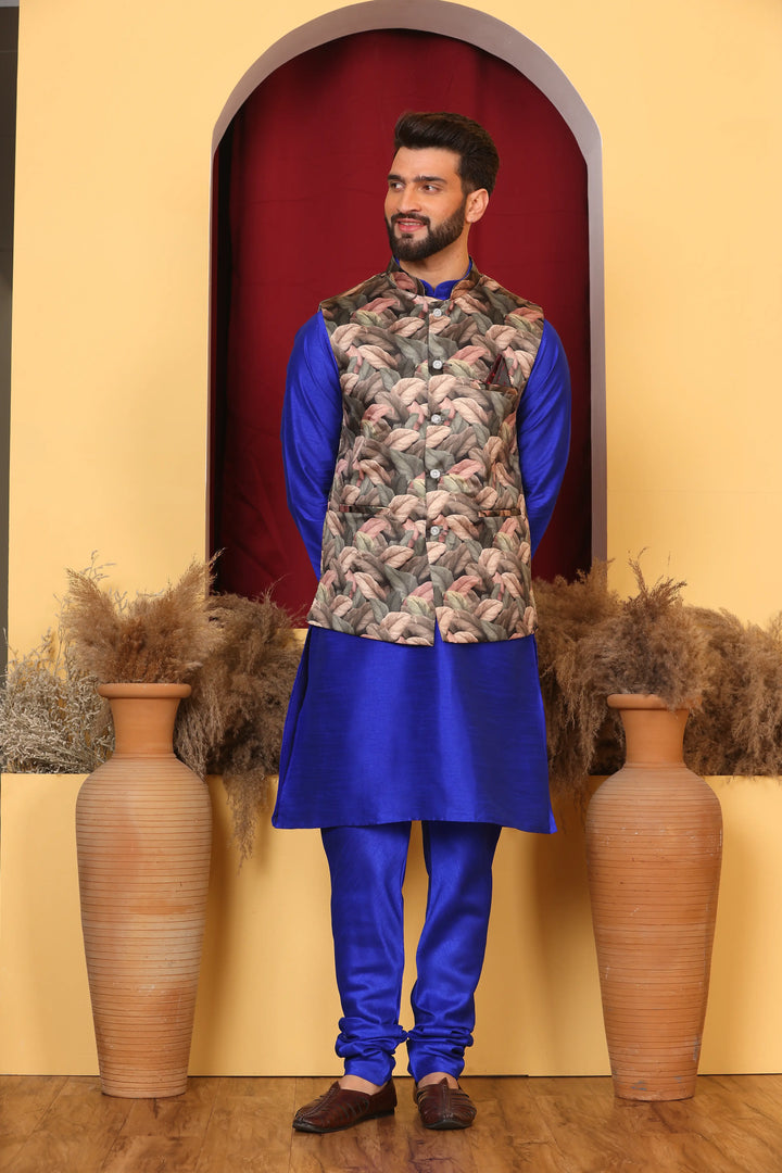 Royal Blue Modi Jacket & Kurta Set: Elevate Your Ethnic Ensemble