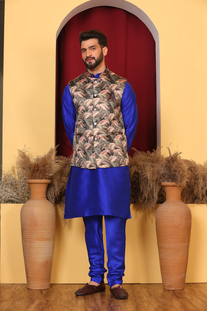 Royal Blue Modi Jacket & Kurta Set: Elevate Your Ethnic Ensemble