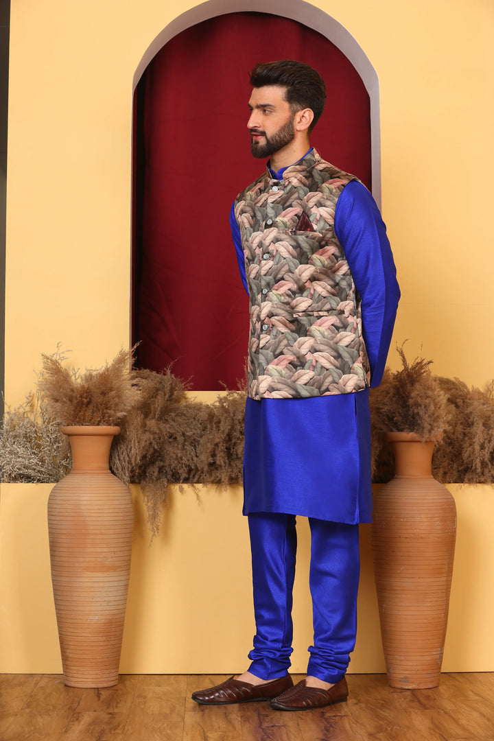 Royal Blue Modi Jacket & Kurta Set: Elevate Your Ethnic Ensemble