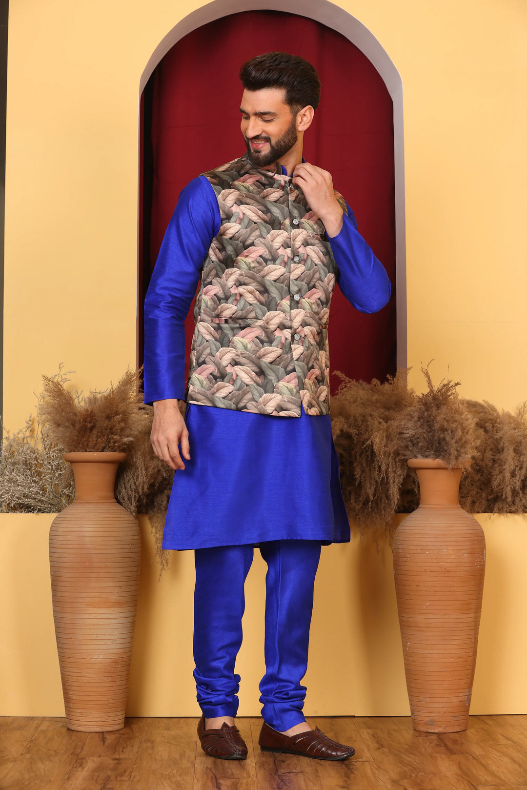 Royal Blue Modi Jacket & Kurta Set: Elevate Your Ethnic Ensemble