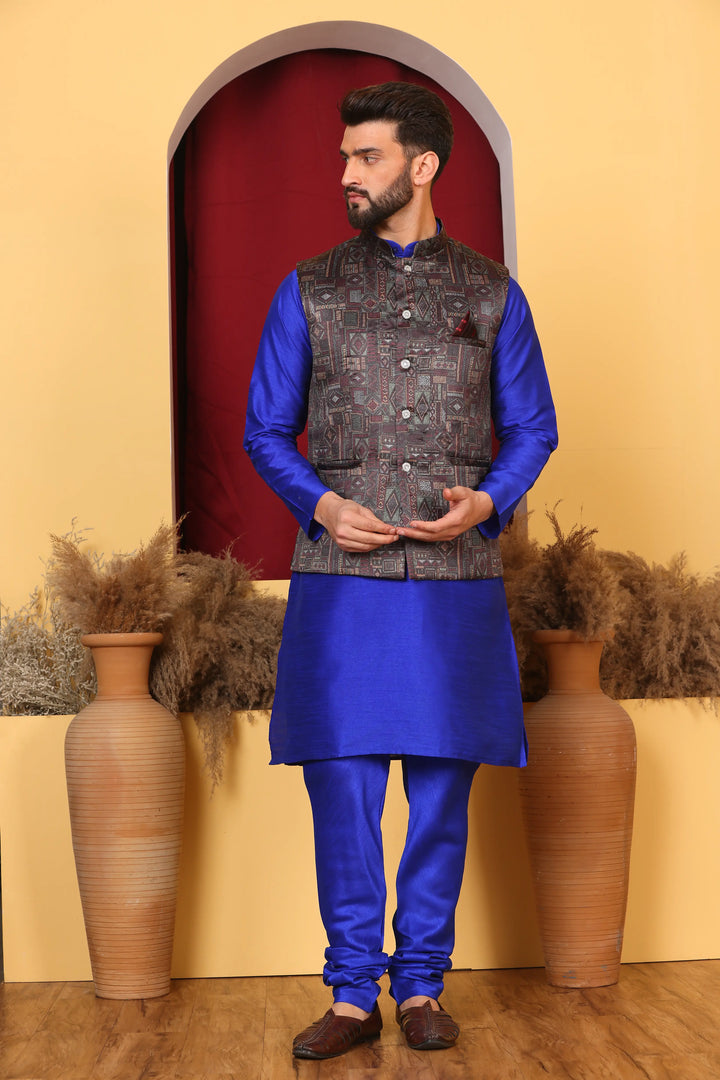 Royal Blue Modi Jacket & Kurta Ensemble