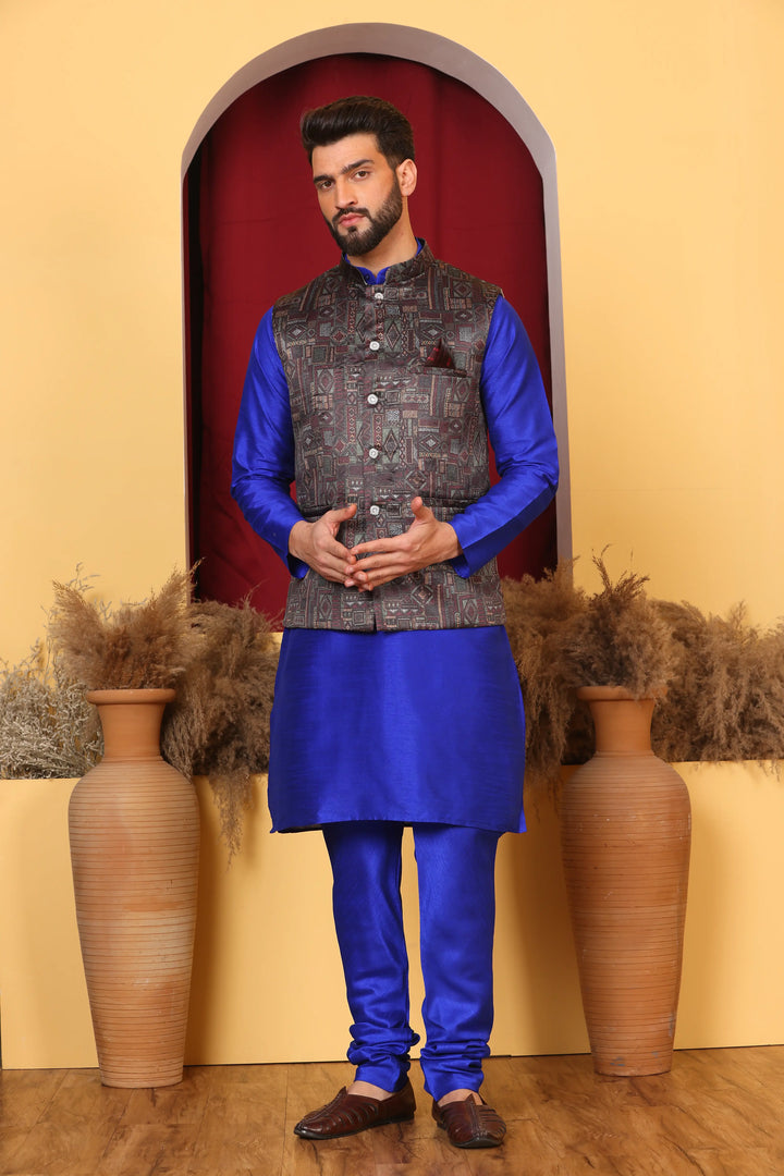 Royal Blue Modi Jacket & Kurta Ensemble