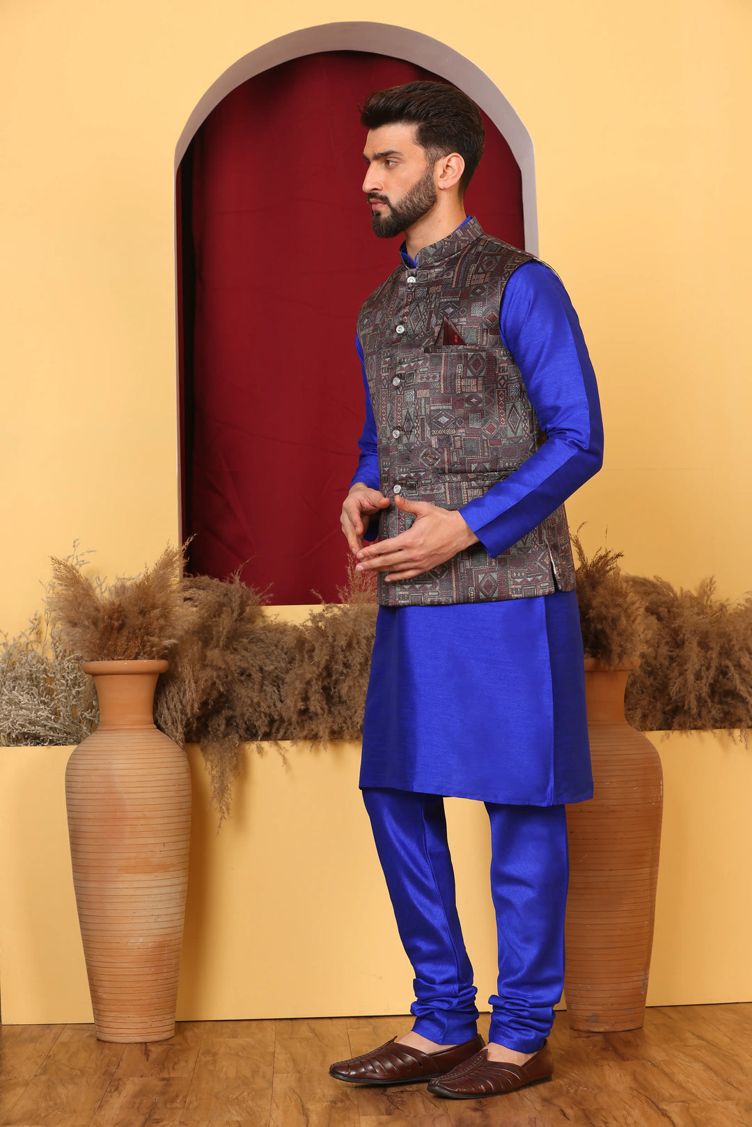 Royal Blue Modi Jacket & Kurta Ensemble