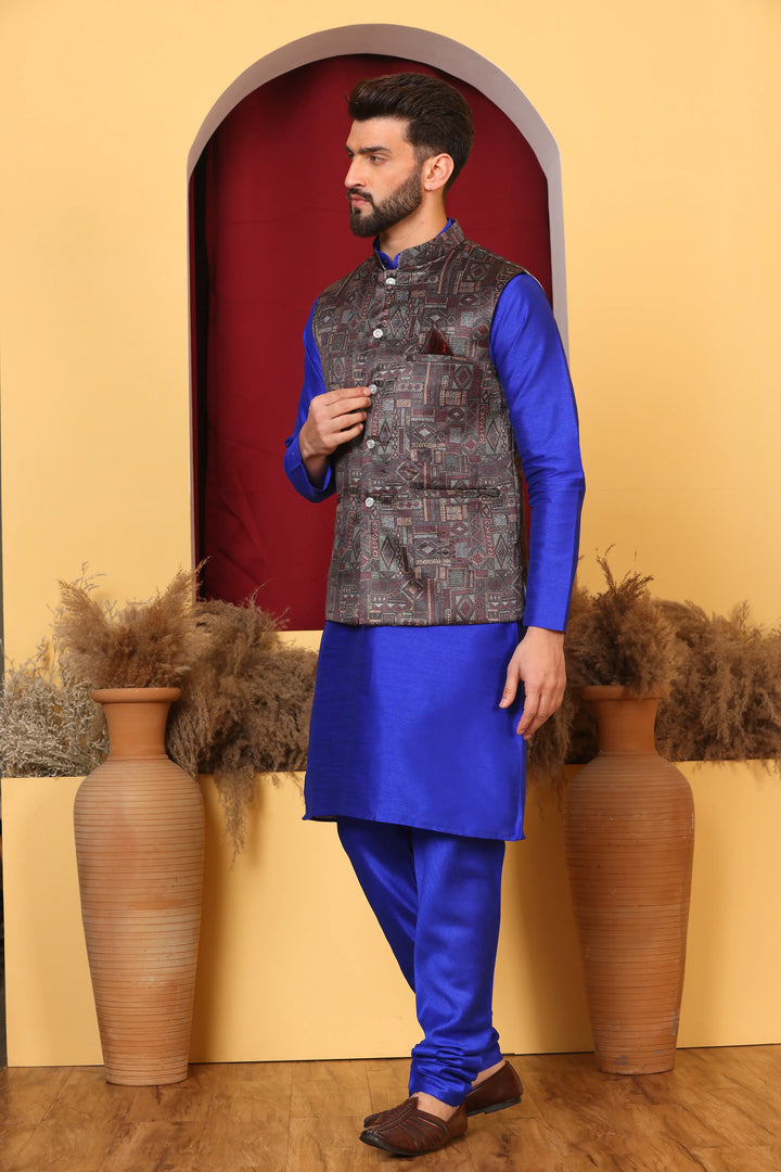 Royal Blue Modi Jacket & Kurta Ensemble