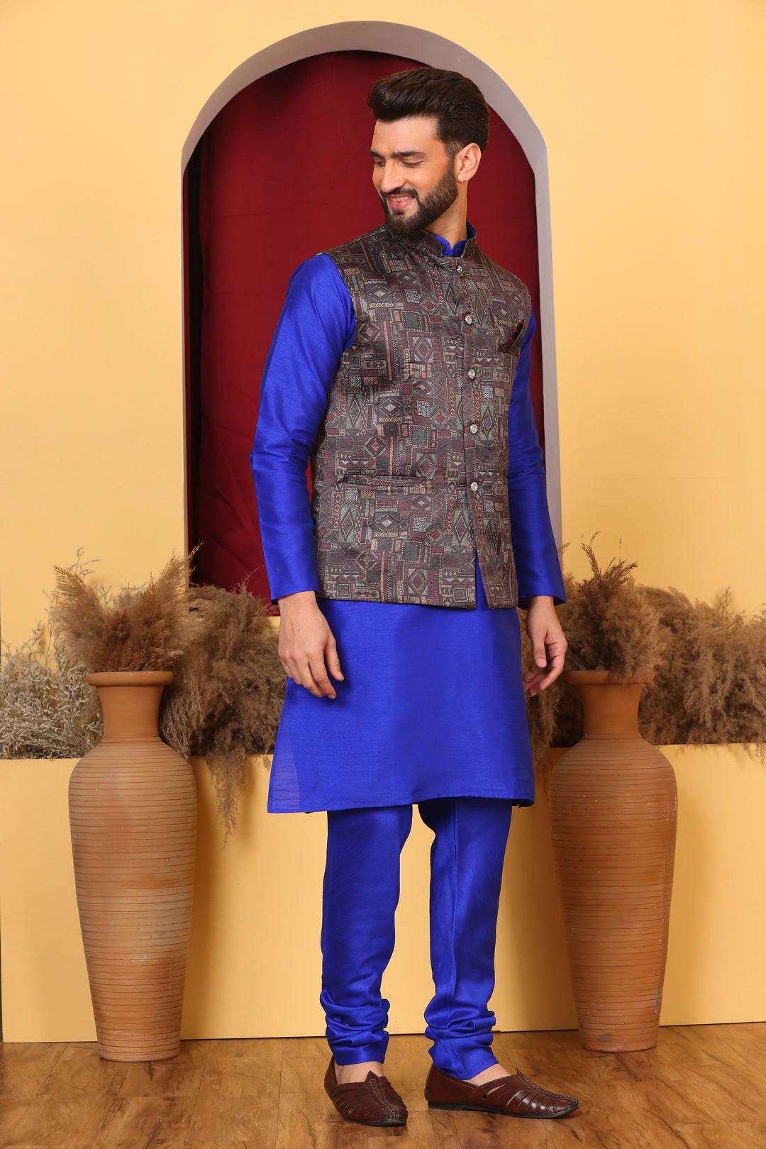 Royal Blue Modi Jacket & Kurta Ensemble