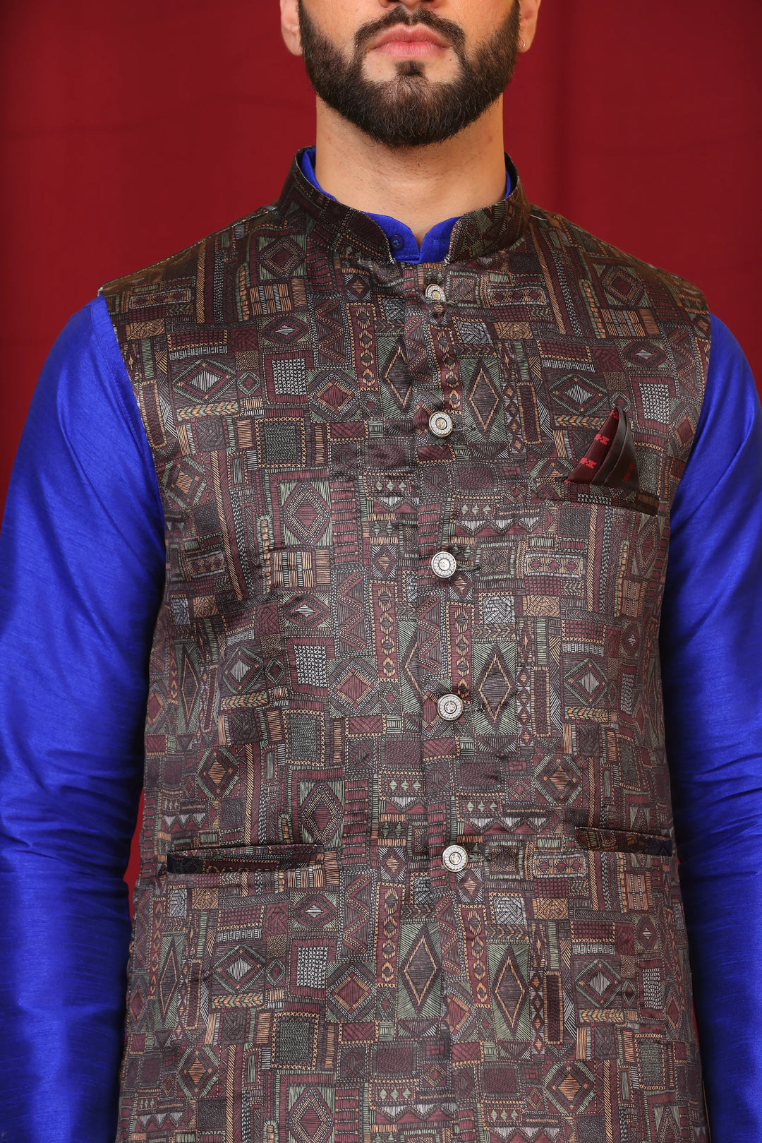 Royal Blue Modi Jacket & Kurta Ensemble