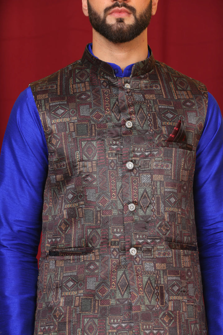 Royal Blue Modi Jacket & Kurta Ensemble