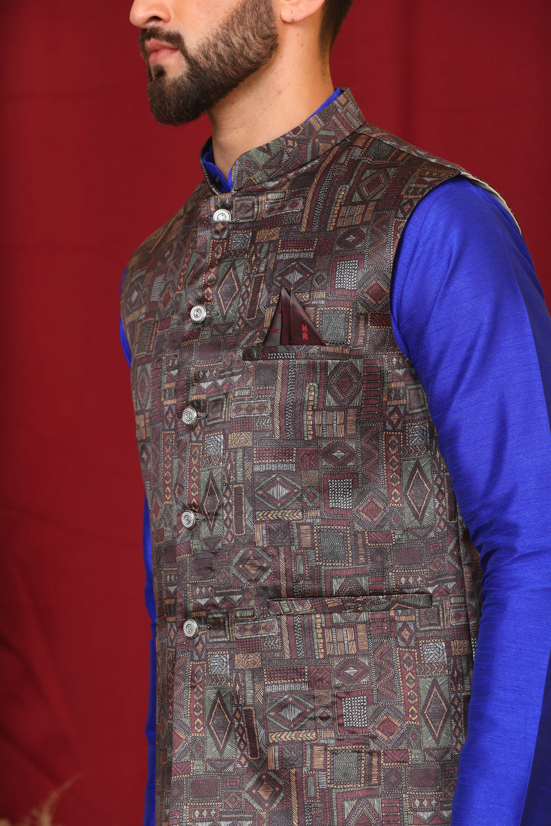 Royal Blue Modi Jacket & Kurta Ensemble