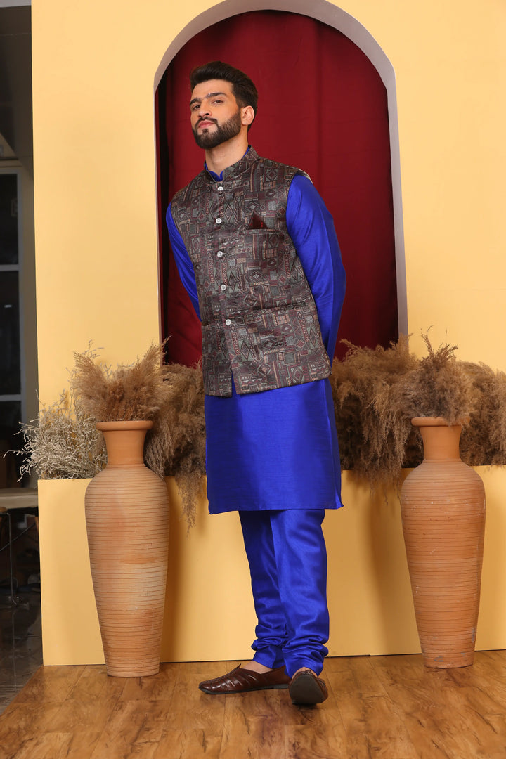 Royal Blue Modi Jacket & Kurta Ensemble