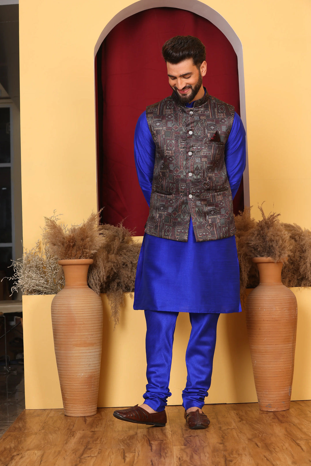 Royal Blue Modi Jacket & Kurta Ensemble