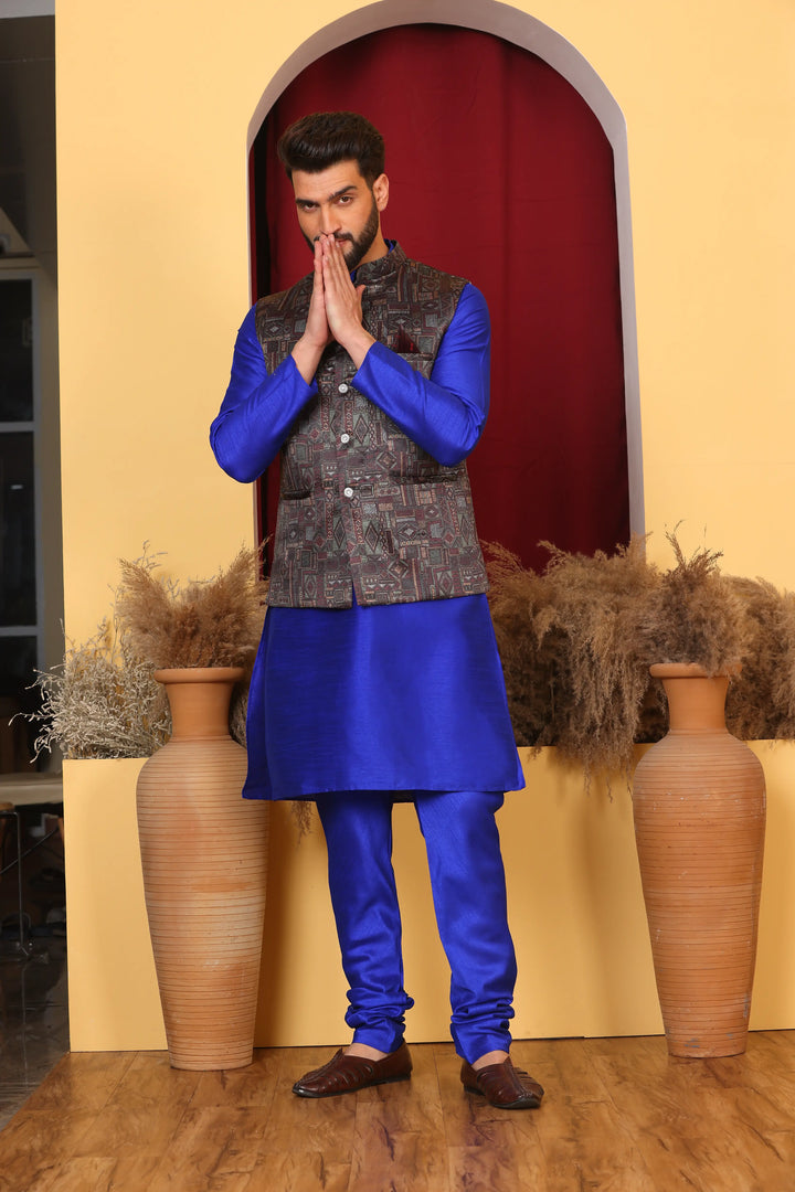 Royal Blue Modi Jacket & Kurta Ensemble