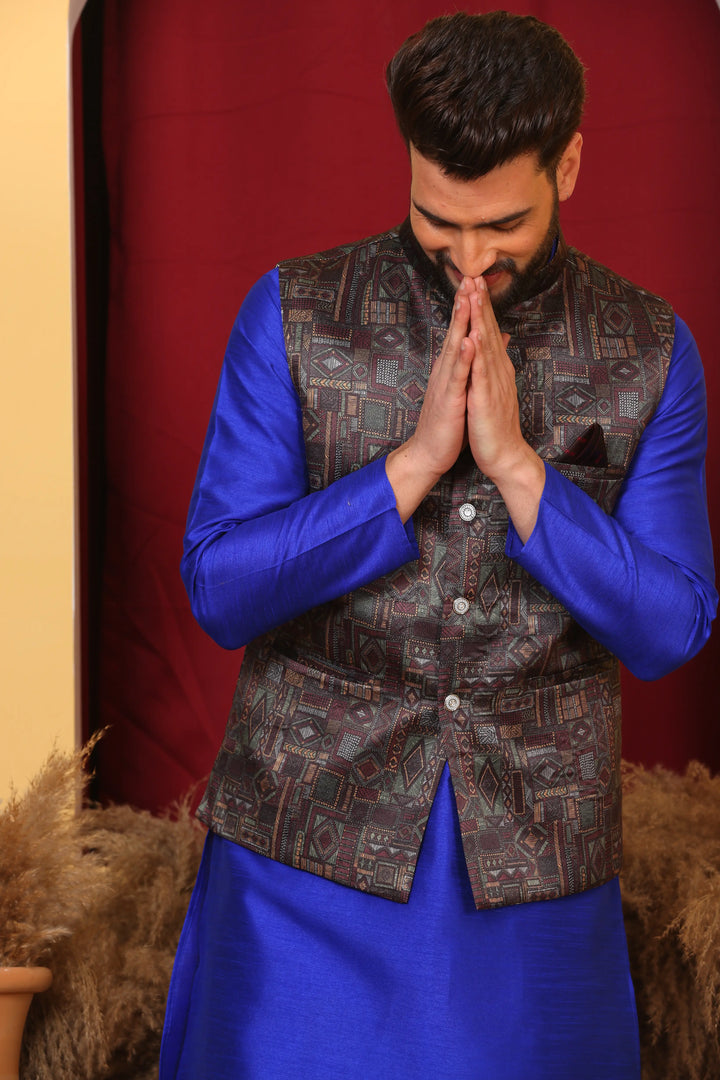 Royal Blue Modi Jacket & Kurta Ensemble