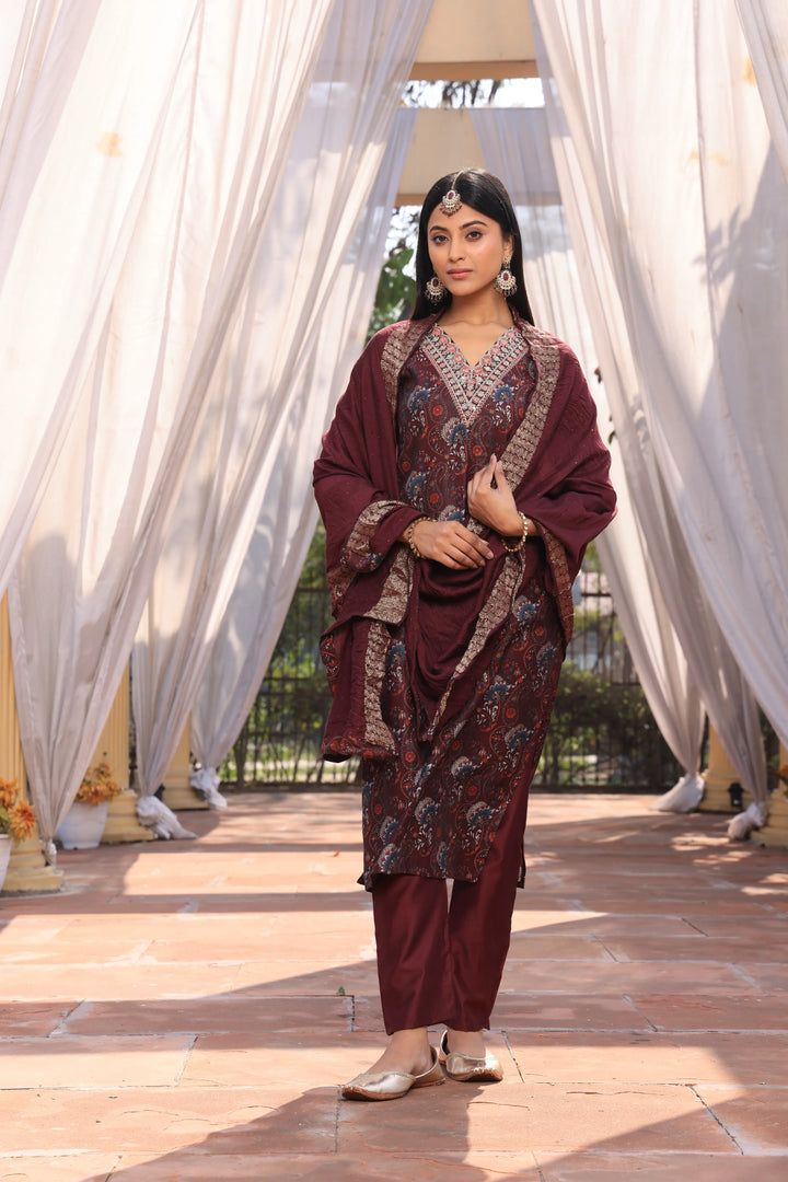 Maroon Afghani Suit