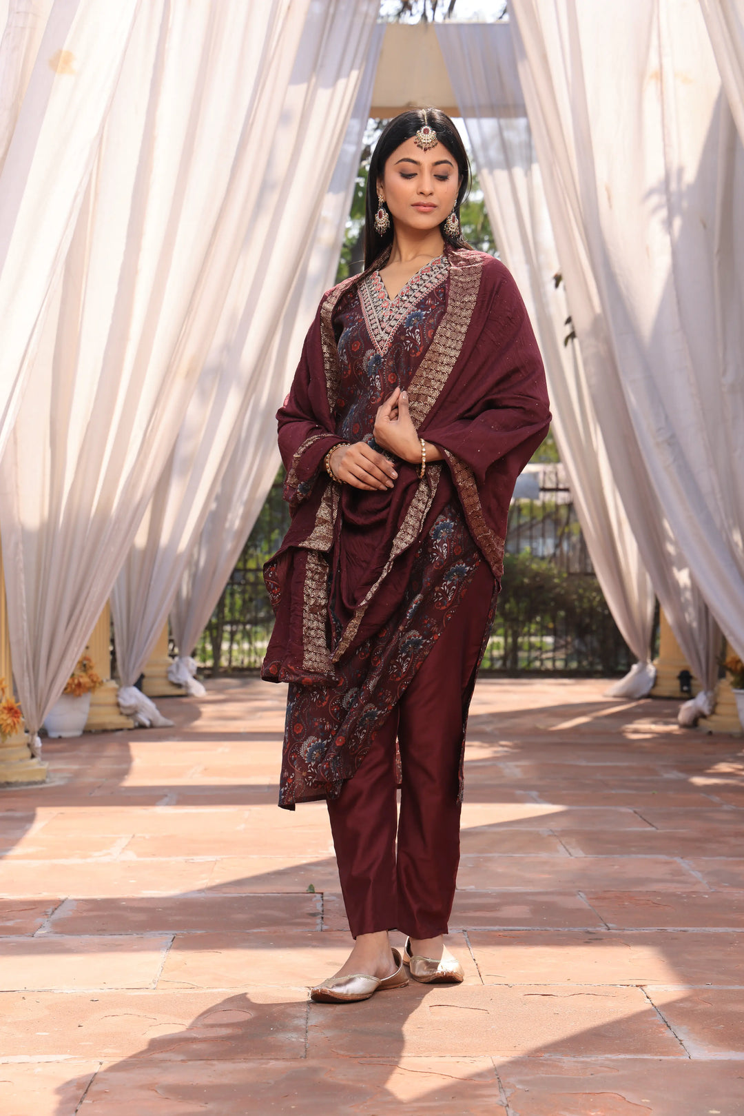 Maroon Afghani Suit