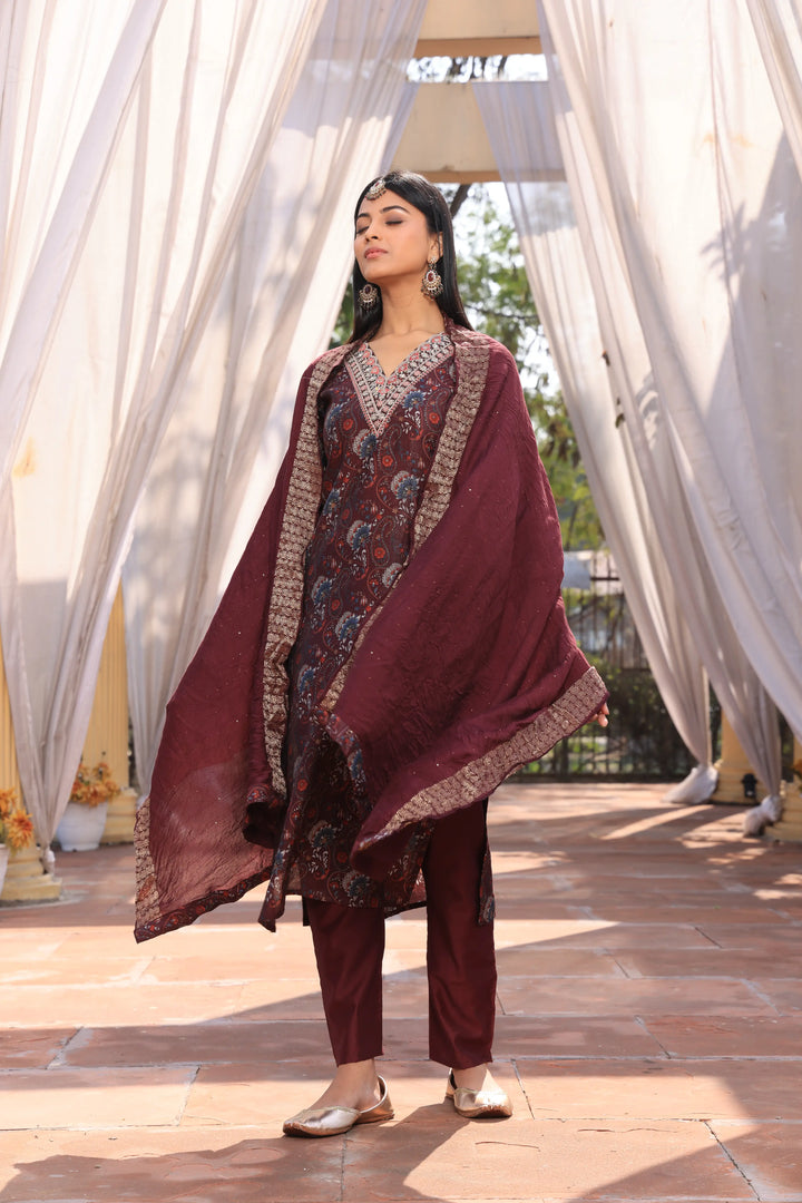 Maroon Afghani Suit