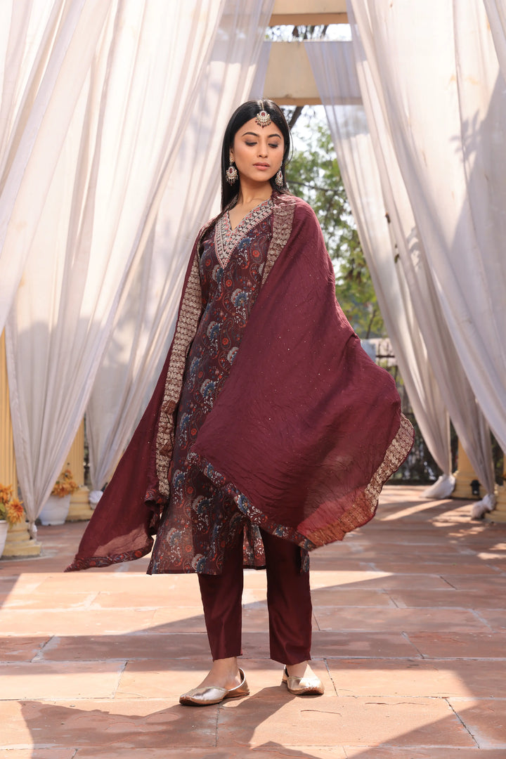 Maroon Afghani Suit