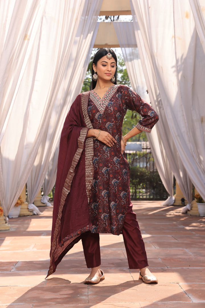 Maroon Afghani Suit