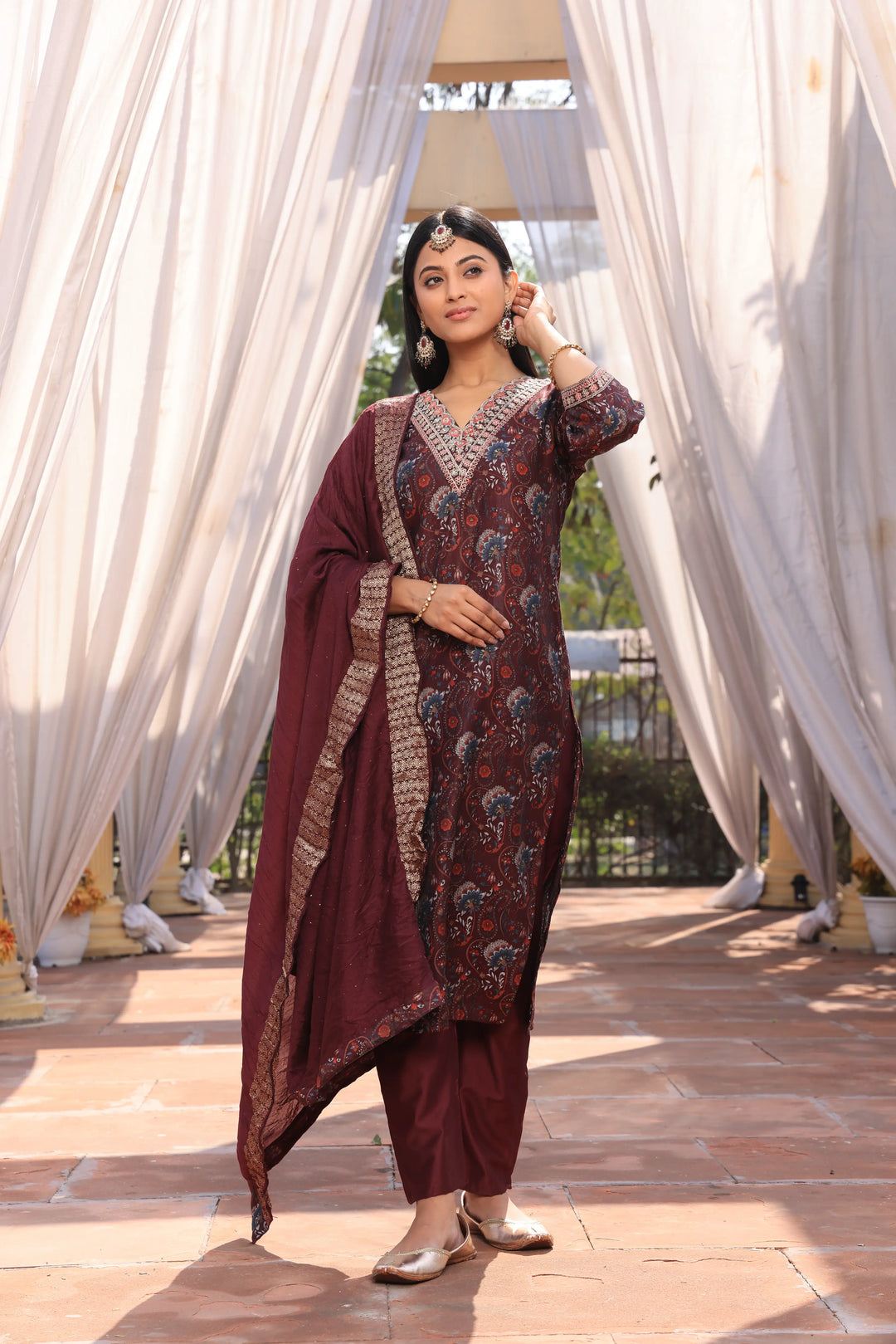 Maroon Afghani Suit