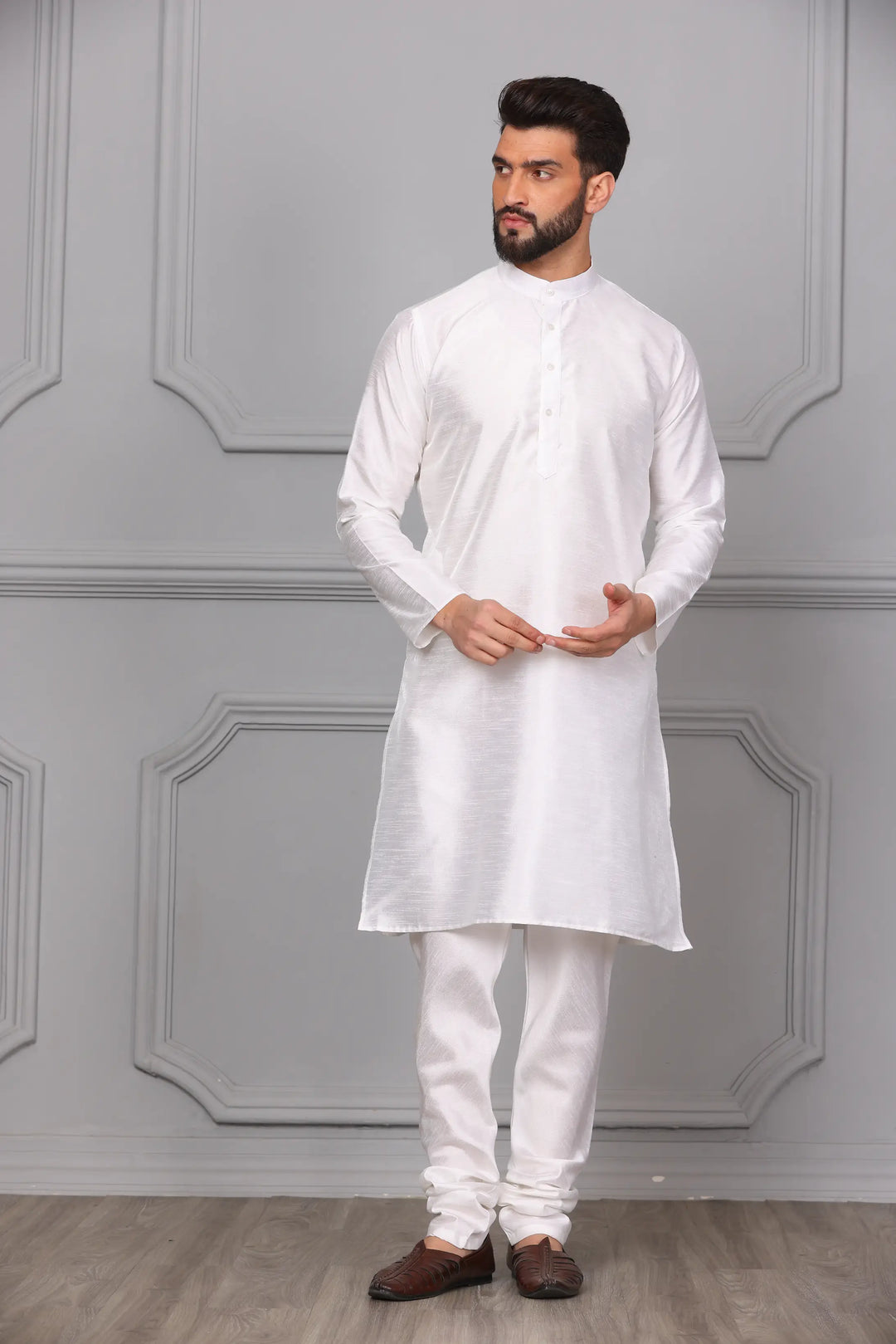 Multi-Color Nehru Jacket & White Kurta with Churidar: Timeless Men's Ethnic Ensemble