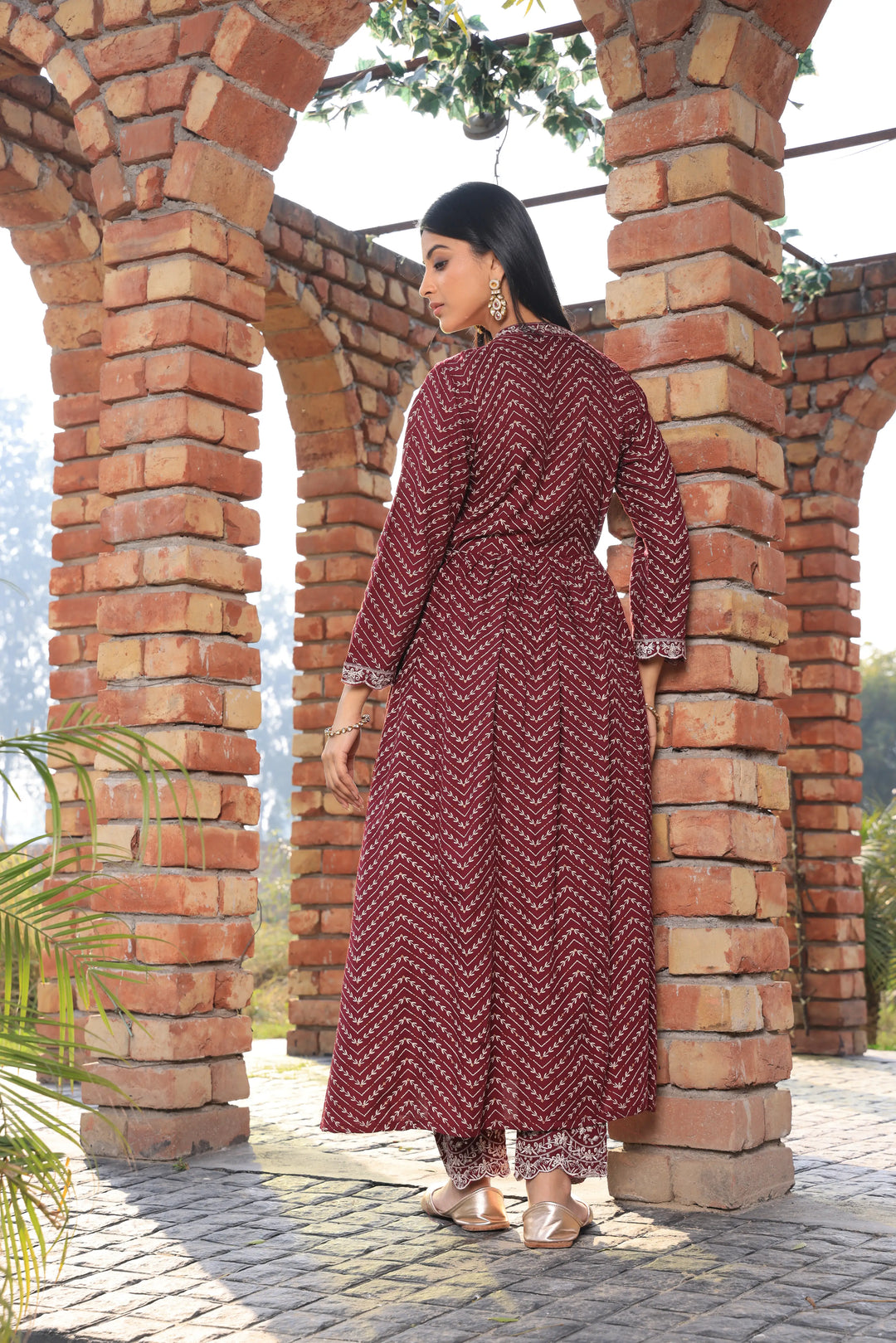 Embroidered Maroon Anarkali Suit