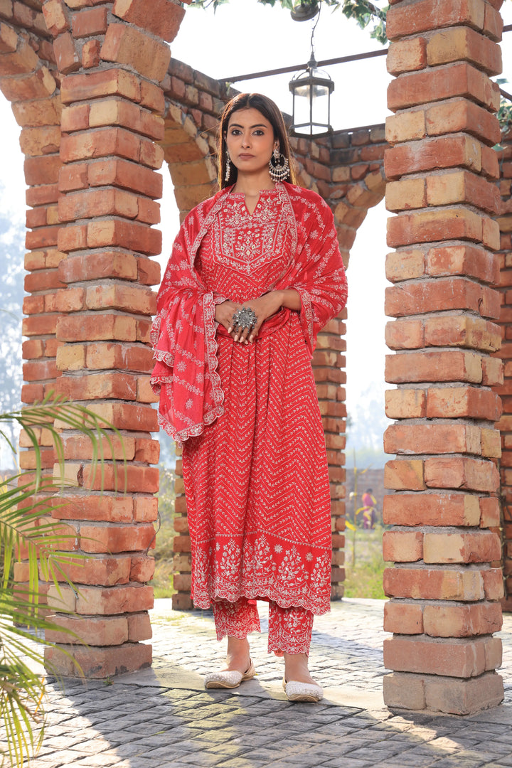 Peach Color Embroidered Anarkali Suit