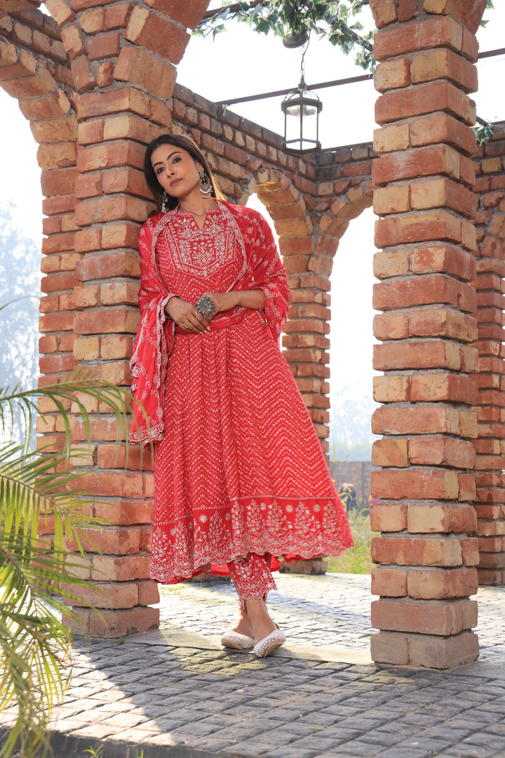 Peach Color Embroidered Anarkali Suit