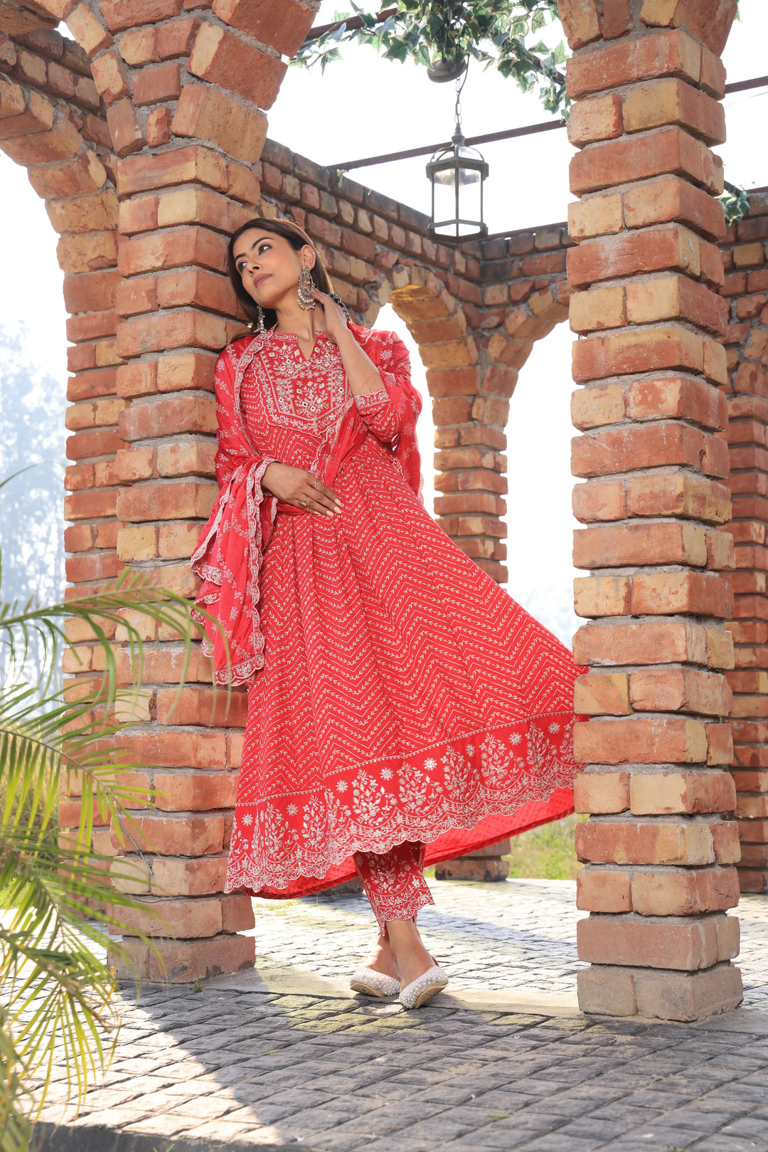 Peach Color Embroidered Anarkali Suit