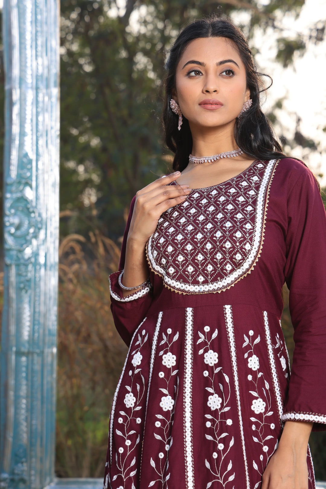 Purple Embroidered Anarkali Suit