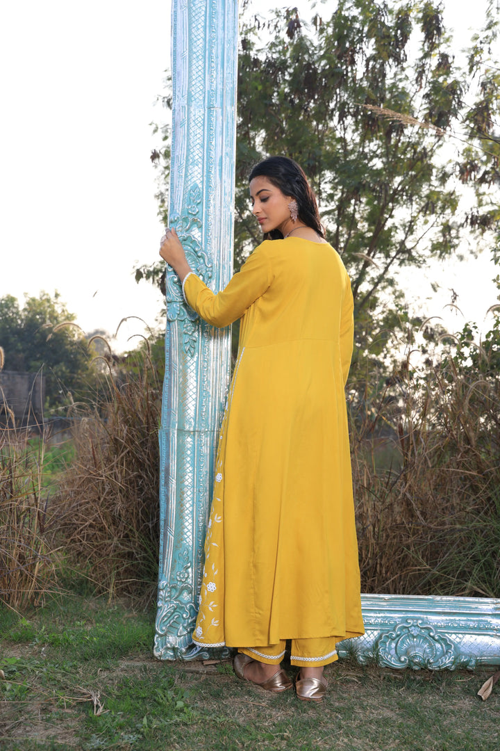 Yellow Embroidered Anarkali Suit