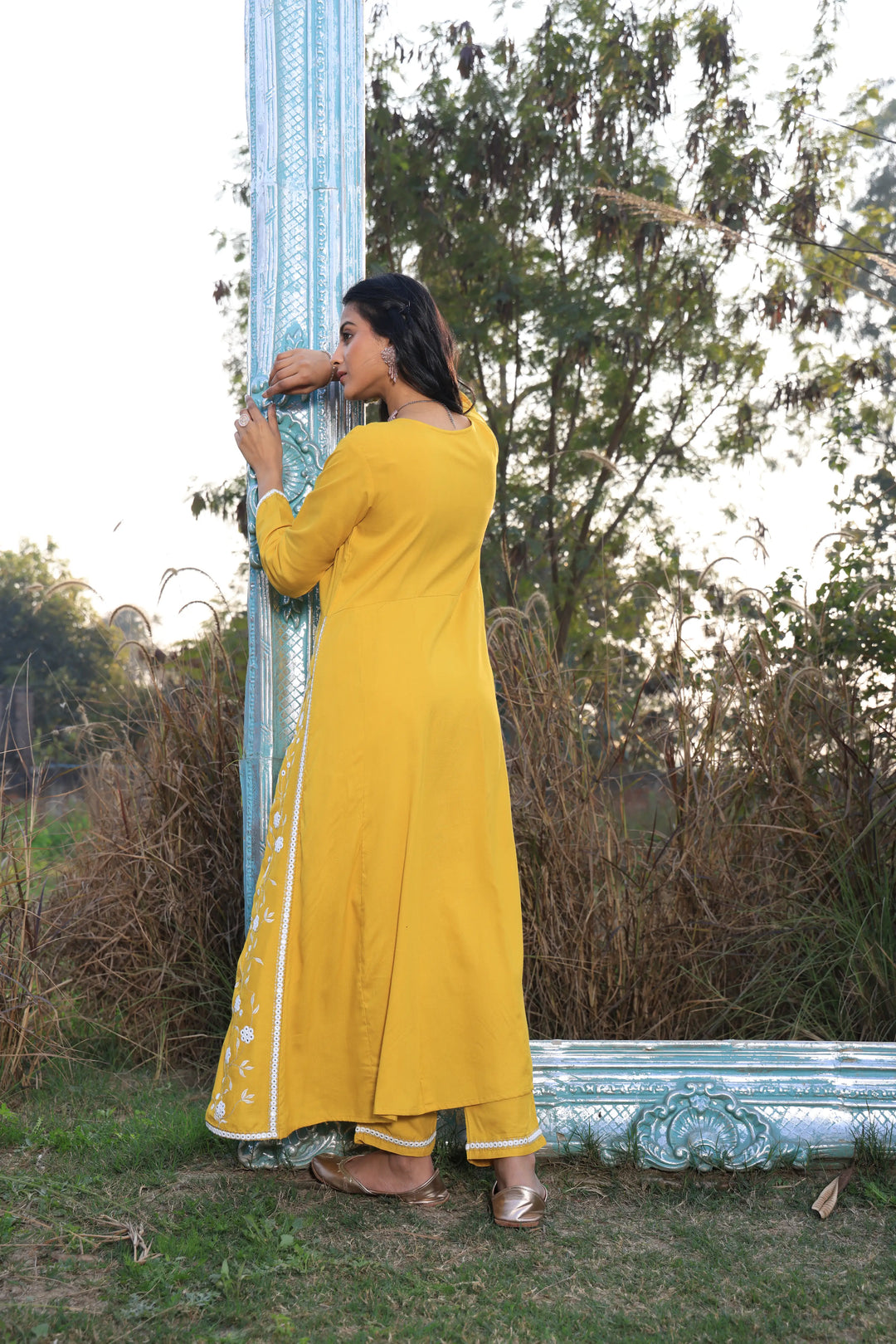 Yellow Embroidered Anarkali Suit