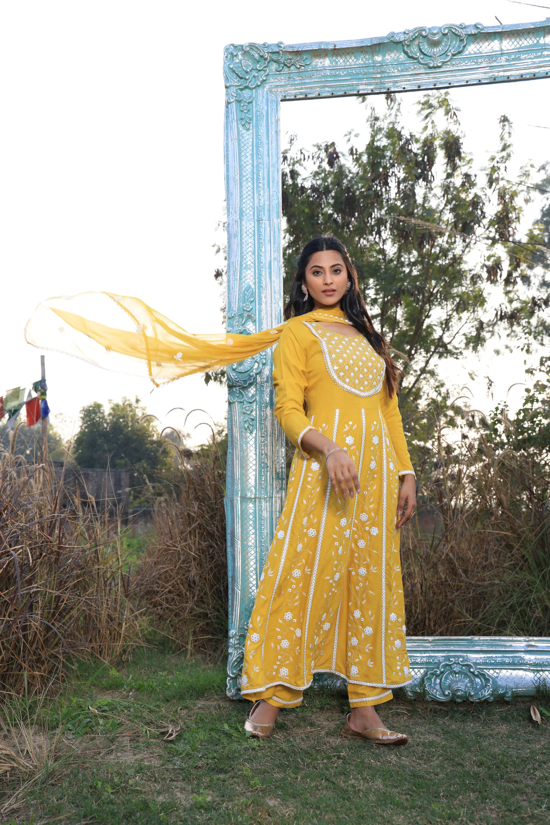 Yellow Embroidered Anarkali Suit