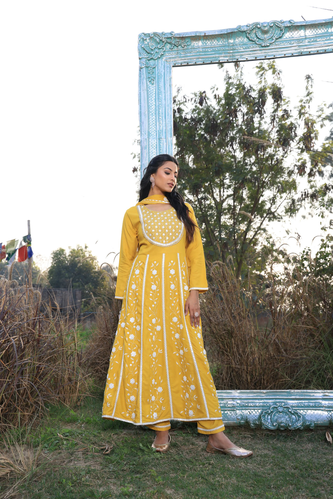 Yellow Embroidered Anarkali Suit