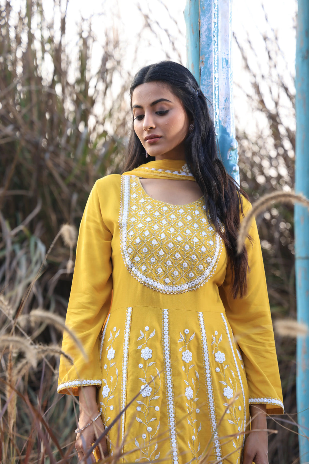 Yellow Embroidered Anarkali Suit