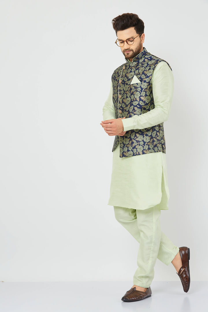 Pista Green Splendor Modi Jacket Kurta and Pant Set for Men