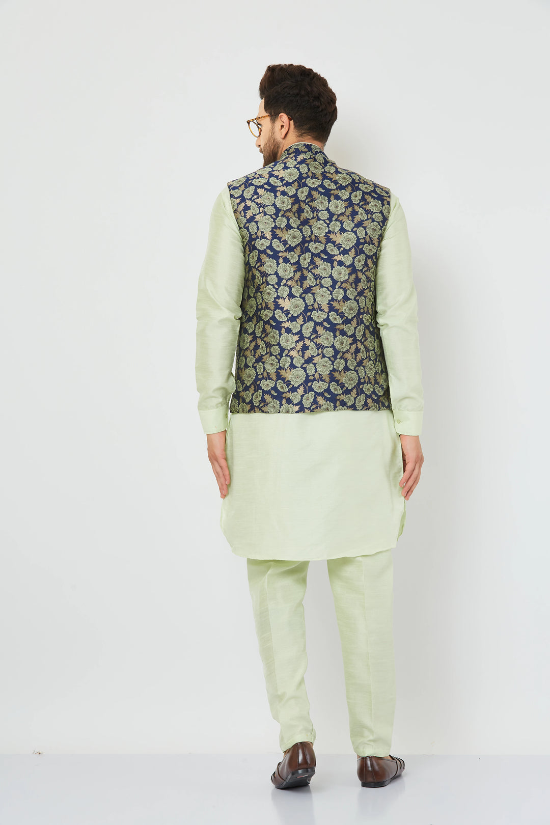 Pista Green Splendor Modi Jacket Kurta and Pant Set for Men