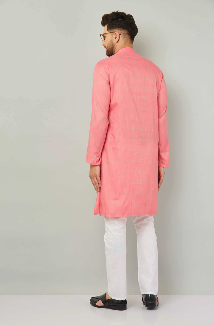 Men's Cotton Pink Kurta Pajama Set