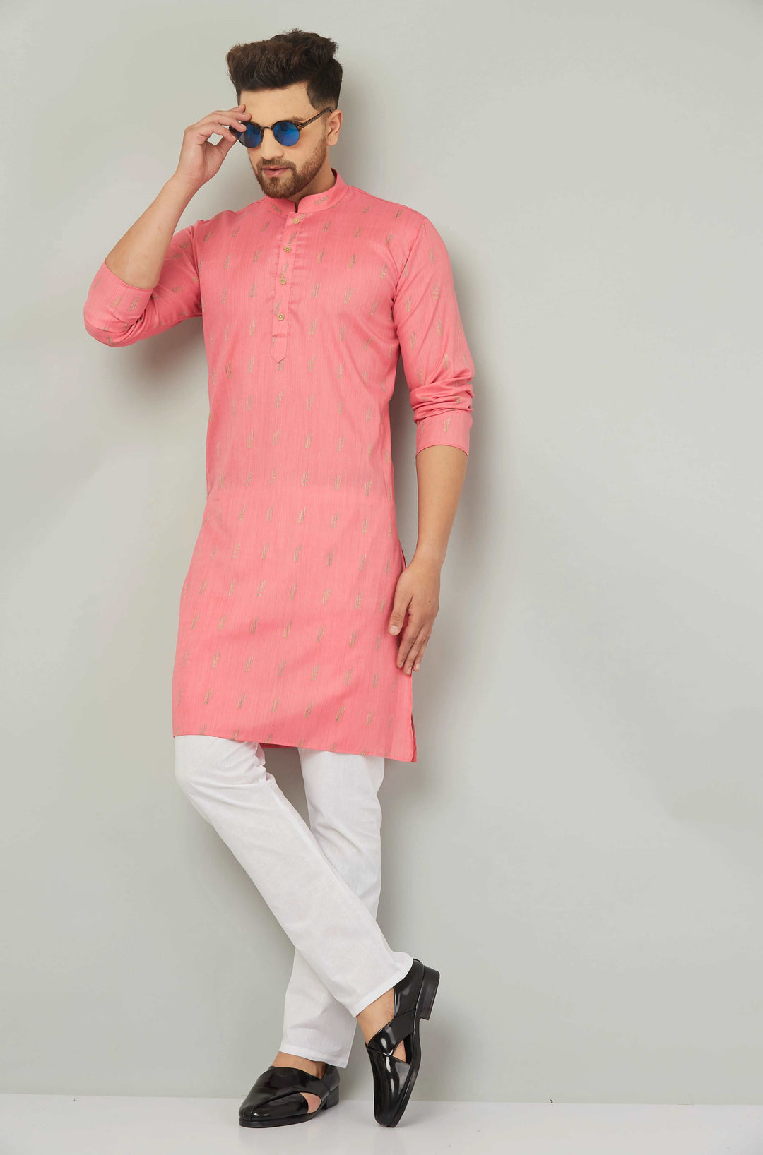 Men's Cotton Pink Kurta Pajama Set