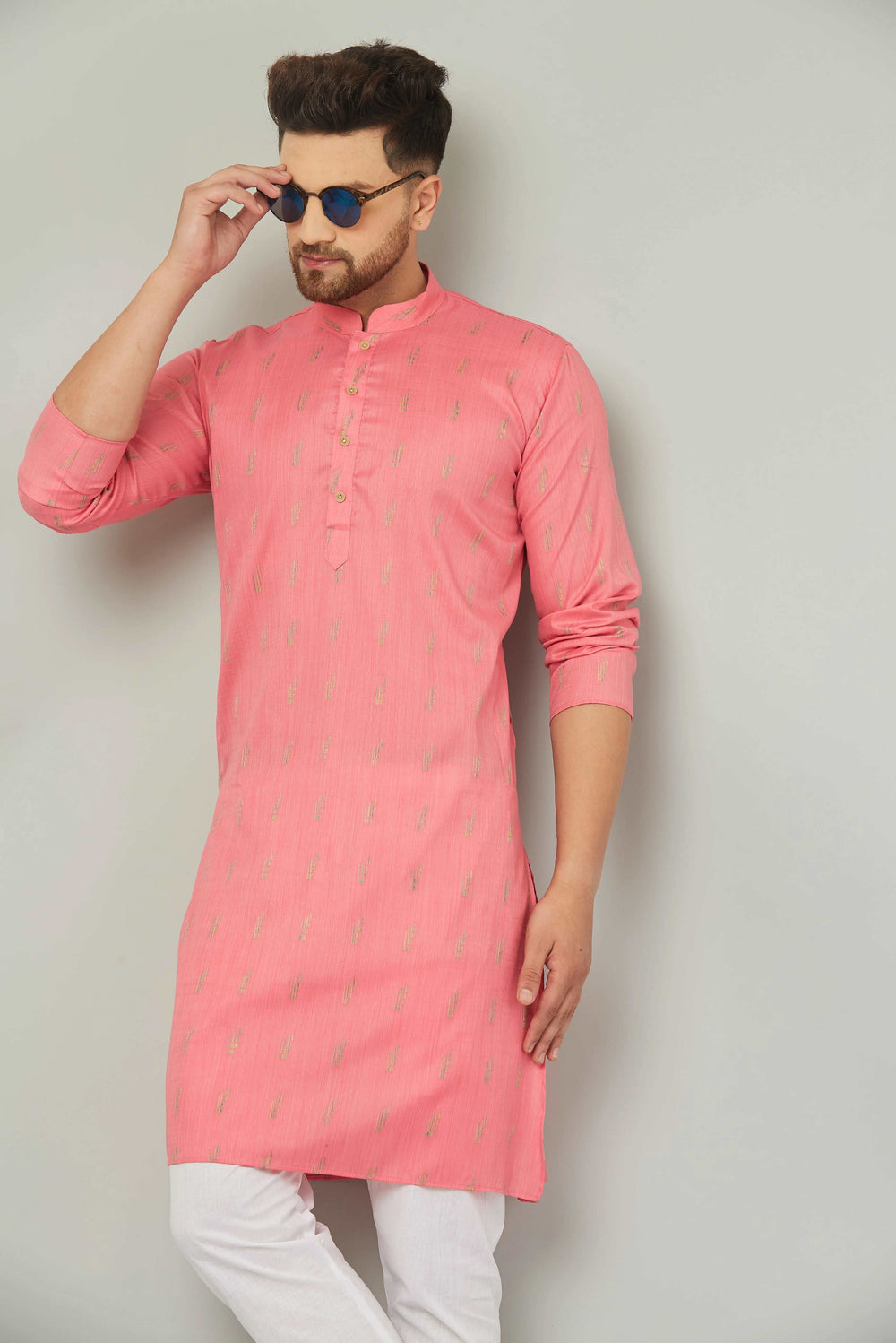 Men's Cotton Pink Kurta Pajama Set