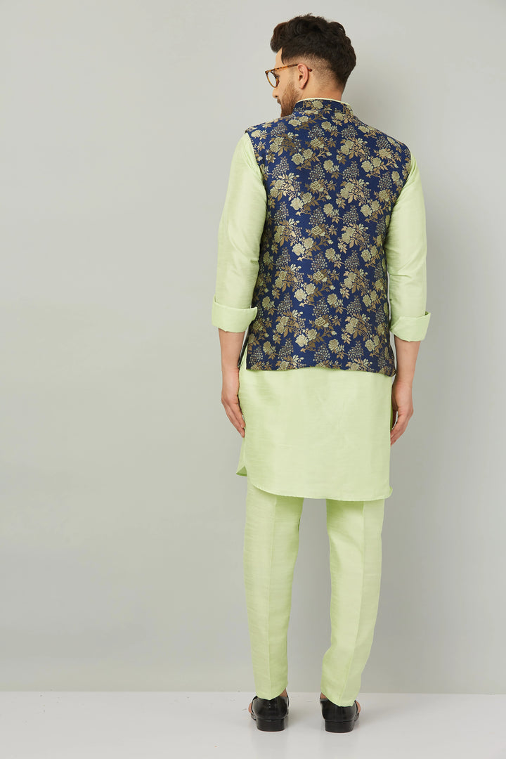 Pista Green Modi Jacket Kurta and Pant Set for Men