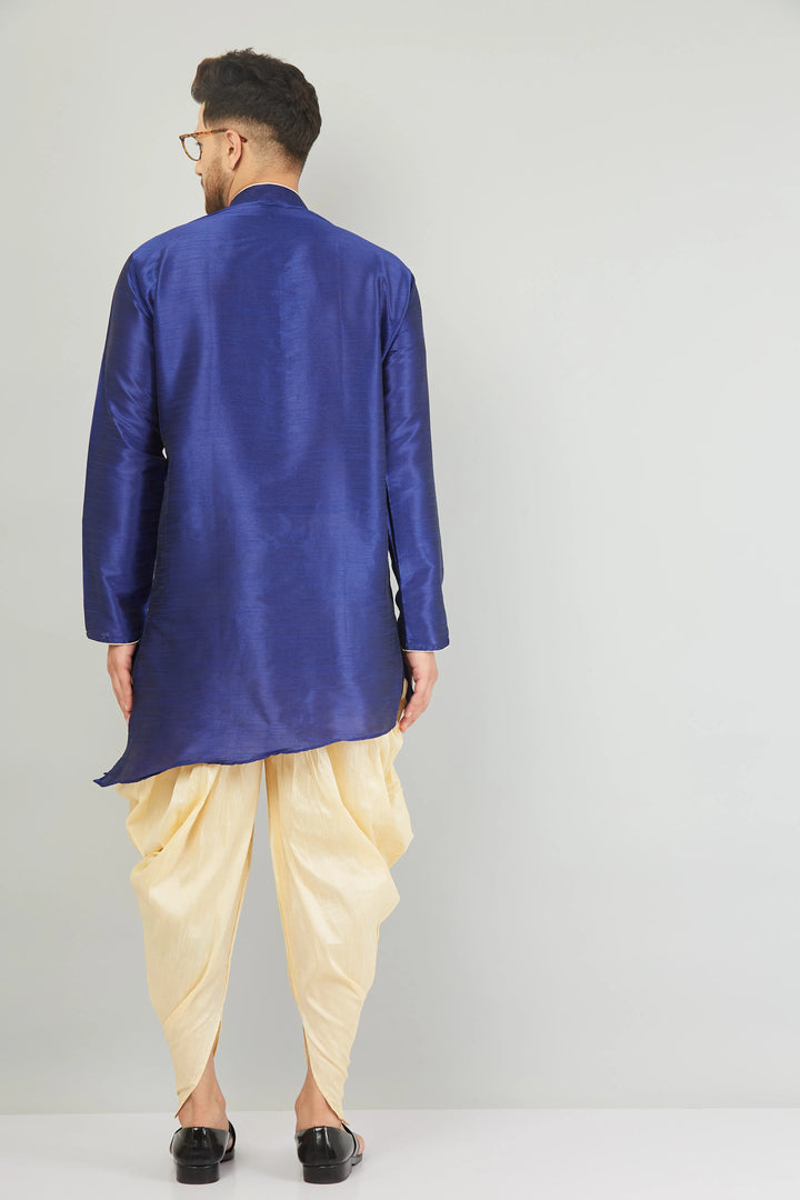 Timeless Sophistication Blue and Beige Dhoti Kurta for Men - Embrace Tradition in Style