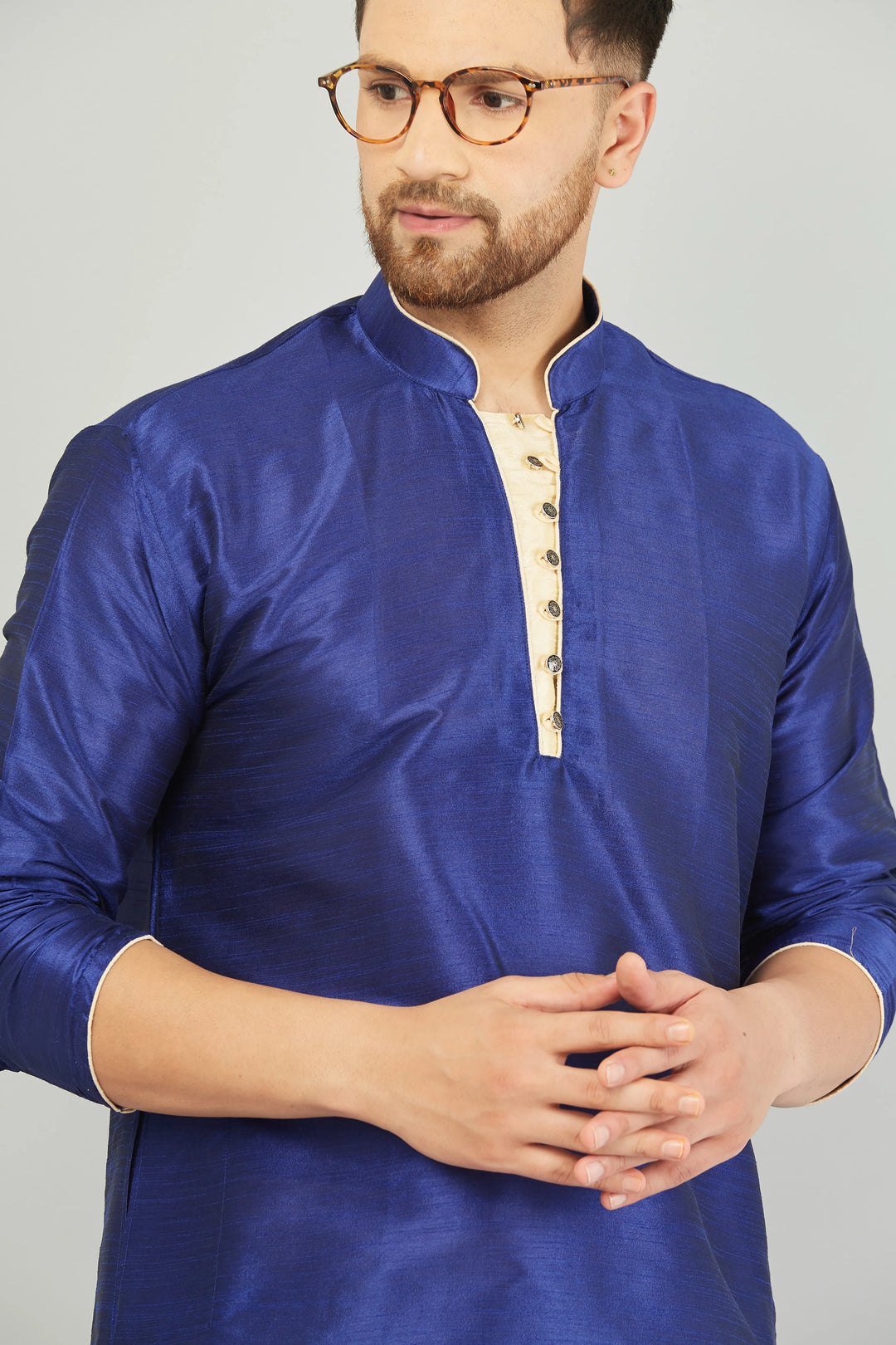 Timeless Sophistication Blue and Beige Dhoti Kurta for Men - Embrace Tradition in Style