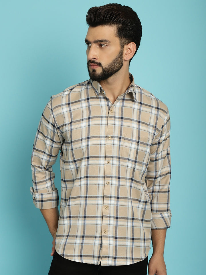 Men's Upgrade Your Wardrobe with Our Beige Check Shirt