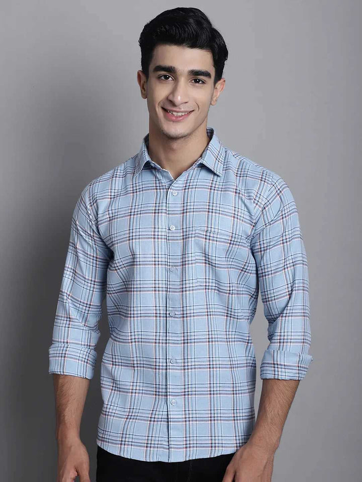 Effortless Elegance Men's Sky Blue Check Shirt