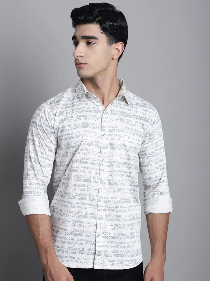 Timeless Elegance Discover the Crisp Sophistication of Our White Printed Shirts for Men