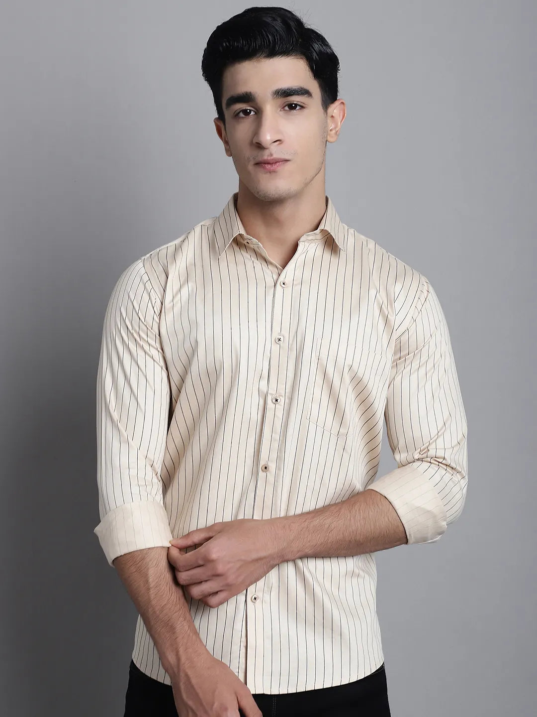 Classic Comfort Men's Beige Cotton Shirts